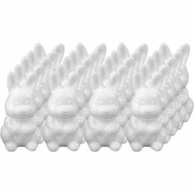 20x piepschuim konijnen/hazen decoraties 8 cm hobby