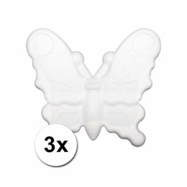 3 piepschuim vlinders 12,5 cm
