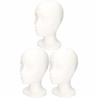 3x hobby/diy piepschuim hoofden/koppen sonja 30 cm vrouw/meisje