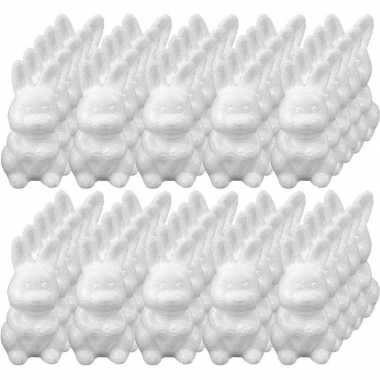 50x piepschuim konijnen/hazen decoraties 8 cm hobby