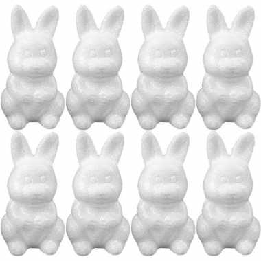 8x piepschuim konijnen/hazen decoraties 8 cm hobby