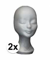 2 stuks piepschuim hoofd pruikenstandaard 30 cm
