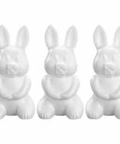 3x piepschuim konijnen hazen decoraties 24 cm hobby