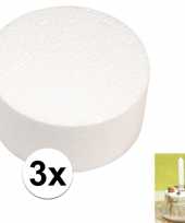 3x piepschuim schijf 10 cm breed en 7 cm hoog