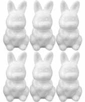 6x piepschuim konijnen hazen decoraties 8 cm hobby