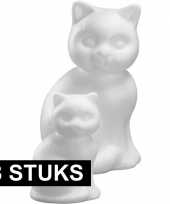 8x piepschuim poezen katten 23 cm